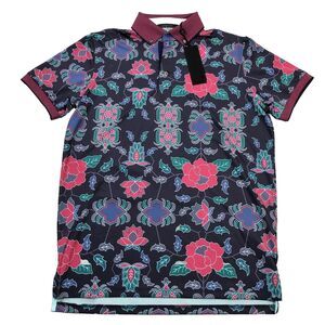 NWT Greyson Golf Shirt Polo Mountain Laurel Print Men's Small Raven